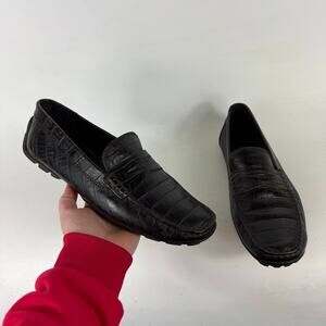 Geox Moccasins Men's 9.5 Black Leather Slip-On Low Top Casual Penny Loafers